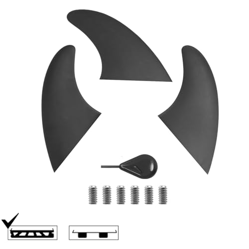 Generic Surfboard Fin Set of 3 with 1 No-Tool Fin Screw - Fiberglass Reinforced Thruster Fins for Longboard, Soft Top Surfboard & Paddle Board (Black), Medium