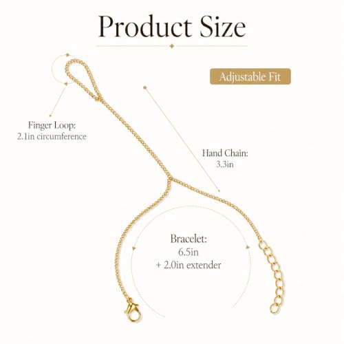 Image of Long tiantian Hand Chain Bracelet Gold Link Finger Ring Slave Bracelet
