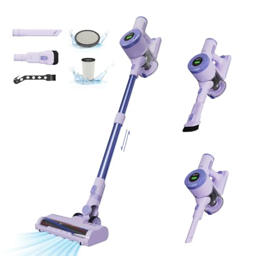 Image of BUTY BULU Cordless Stick Vacuum Cleaner, 30KPa Handheld 2200mAh Rechargeable Battery Lightweight Small Vac Electirc Broom, 40Mins Runtime for Home Hard Floor Carpet Pet Hair Cleaning, Purple
