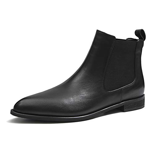 ONEENO Women's Pointed Toe Leather Chelsea Boots