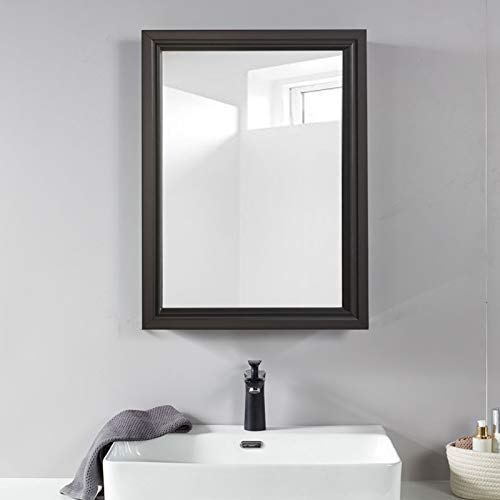 Armario de pared con espejo de baño moderno de 1 puerta con 2 estantes, almacenamiento de medicamentos blanco para baño y sala de estar, 50 x 69,8 cm