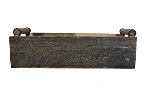 Admired By Nature 13.75 inch Wooden Rustic Décor Serving Tray with Handles Use As Ottoman Tray, Coffee Table Tray, Food Serving Tray (ABN5E109-NTRL) - Image 4