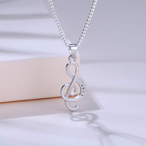 Music Note Pendant Necklace 925 Sterling Sliver Cubic Zirconia for Women Mother’s Day Valentine's Day Christmas Jewelry Gift Chain 18 Inches4