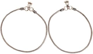 meera jaipur Sterling Silver Tribal Flat Chain Anklet, Silver, 925 Sterling Silver, Women's, Traditional, Adult, 10.5 Inch-picture-46