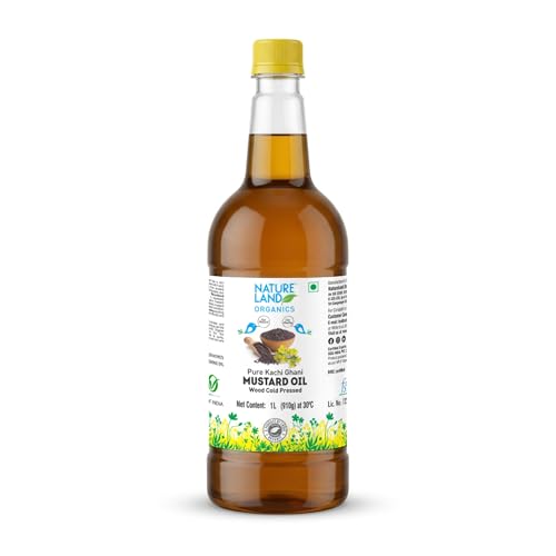 Image of Natureland Organics Kachhi Ghani Pure Mustard Oil 1 Ltr - Cold Pressed