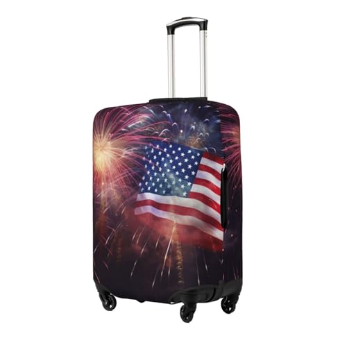 Firework American Flag 4Th of July Luggage Cover for Suitcase Tsa Approved, Washable Suitcase Protector Fits 18-32 Inch Anti-scratch Suitcase Cover Carry on Luggage Sleeve Travel Baggage Cover2
