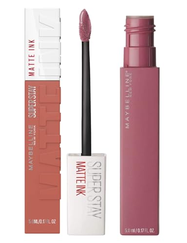 Maybelline New York SuperStay Matte Ink Tinte de Labios Color 15 Lover + SuperStay Matte Ink Tinte de Labios Color 65 Seductress - 2 Barras de Labios con Aplicador de Punta