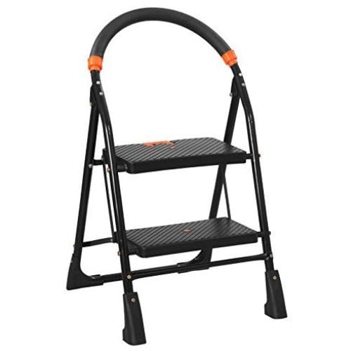 DVR Stainless Steel Foldable & Portable Ladder with Wide Steps | Lightweight, Sturdy Ladder for Home/Shop/Office (Black, 2 Step)