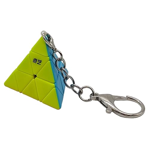 Image of Hawkister QiYi Mini Pyraminx Keychain Cube Stickerless 4.5CM Keyring Magic Cube Puzzle