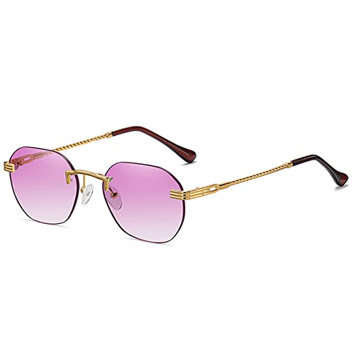 Lunettes de soleil marron MUTYNE pour femmes, monture sans cadre dorée chic et verres UV400