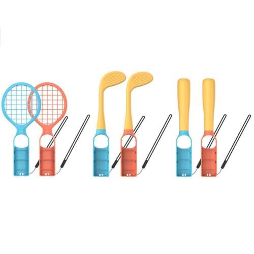 Lawnoval Juego de sensores de movimiento 6 en 1 para Nintendo Switch 2, accesorios deportivos con tenis y baquetas para ABS rojo y azul