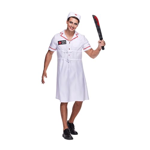 EraSpooky Disfraz de enfermera retorcida para hombre, disfraz de Jokester de Halloween