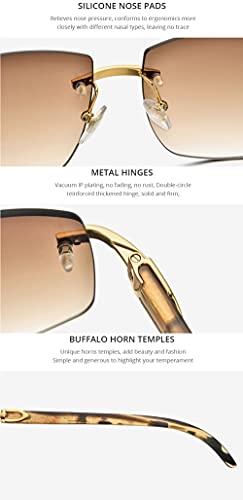 HEPIDEM 100% Really Buffalo Horn Sunglasses for Men Rimless Square Sun Glasses 41897052