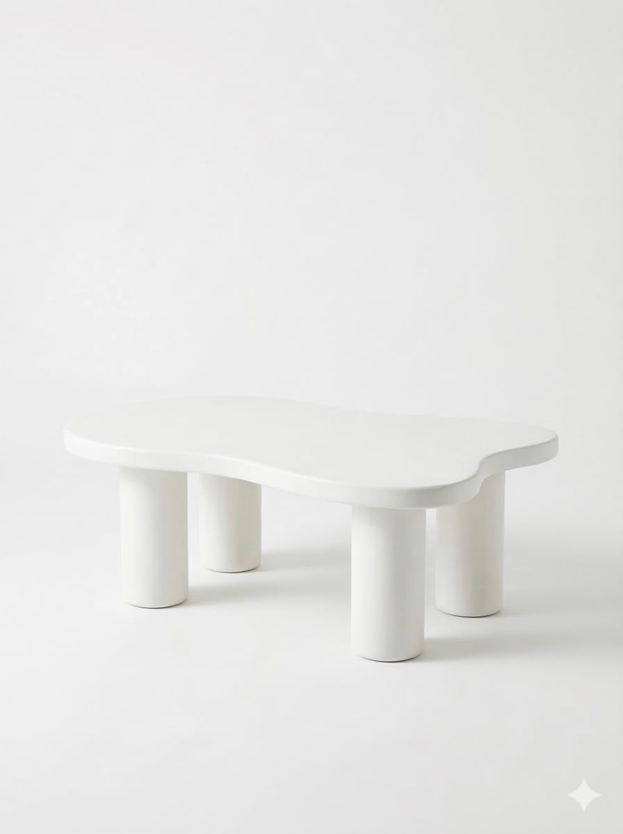 White Deco Painted Coffee Table with 4 Legs for Living Room Multi-Use Compact Space-Saving Design Home Furniture-image-33