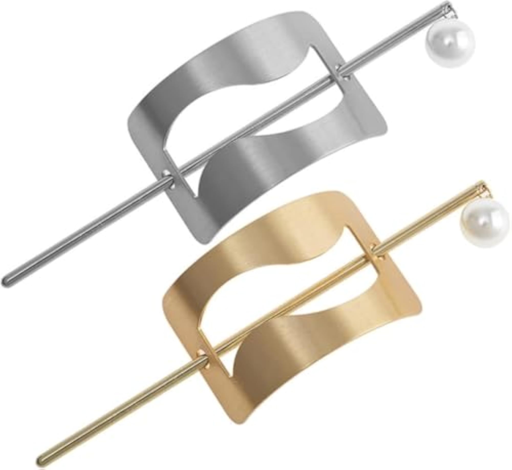 Elegant Pearl Hair Pin, Gold-Toned Wave Design