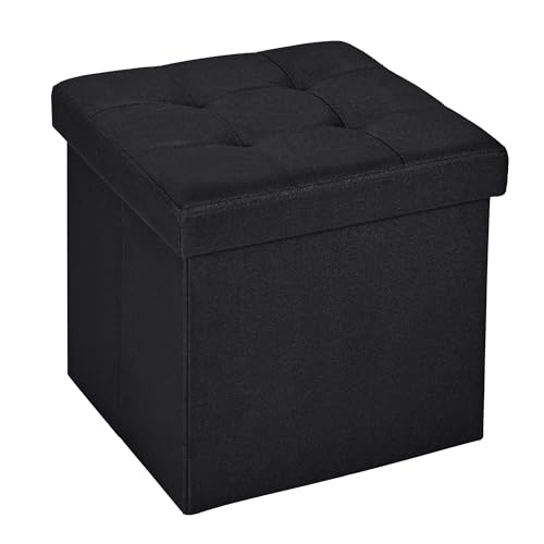 T-LOVENDO.ES Puff de almacenaje Plegable, Banco con Almacenamiento, Otomana, Baúl, Taburete Reposapiés, Acolchado, para Dormitorio, Sala de Estar, Pasillo, Pequeño 30 x 38 x 38 cm