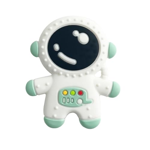 Image of Baby Teething Spaceman Toy for 3+ Months Infants Sucking, Food Grade Silicon Astronaut Styling Teether, BPA Free (Cyan)