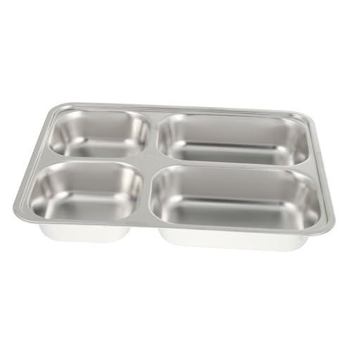 HIAKDOFT ステンレス製大人仕切り皿 区画ランチプレート 食品 材質 学校食堂用 食事割トレイ キャンプ 対応 再利用可能