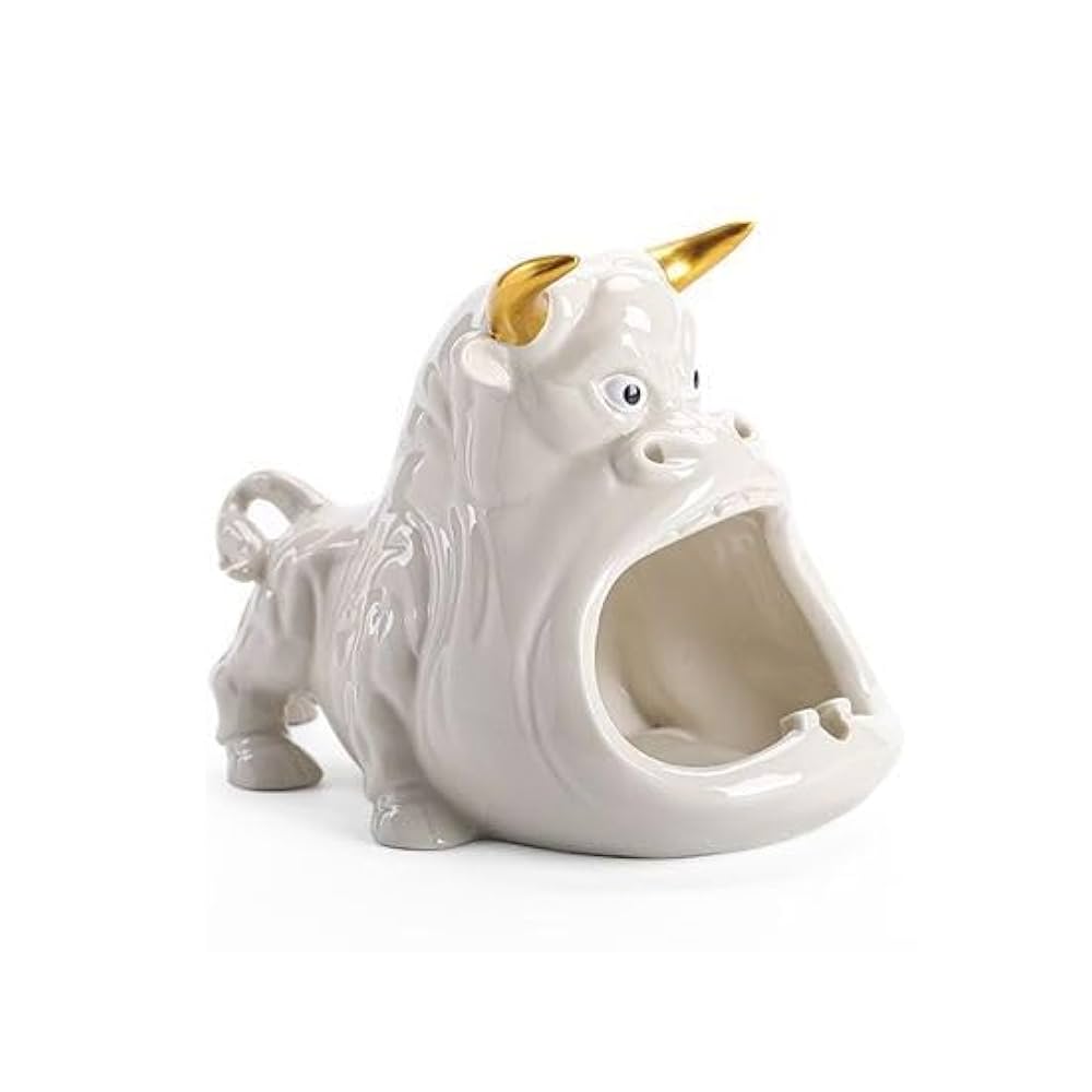 ✨️1点限り✨️大特価‼️個性派 灰皿 陶磁器 Amazon.co.jp: 灰皿 大きく口を開けたウシ 迫力満点 ユニーク