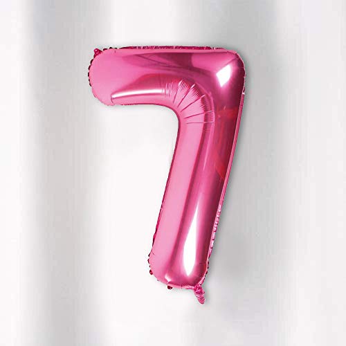 Image of AMFIN 15 Inch 7 Number Foil Balloons for 7th Birthday Baby Girl Party Decorations Balloon, Wedding Anniversary Decoration Items - Pink