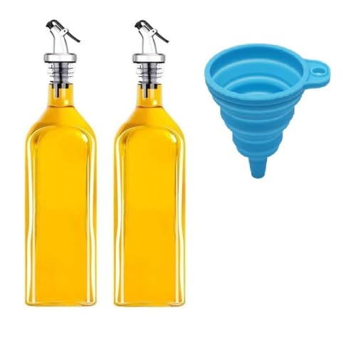 Image of Italian Glass Oil dispenser 1000 ml, Pack of 2, Oil bottle for kitchen 1 Litre glass, Oval transparent (Oval)