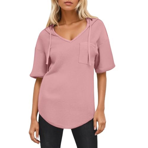 Camisetas para mujer con cuello de gofre y botones frontales de moda