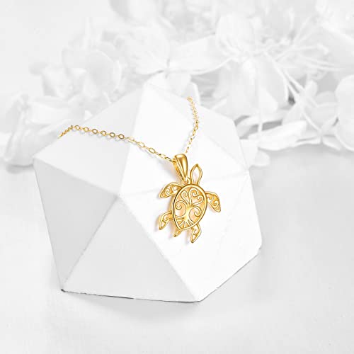 ELFRONT 14K Solid Gold Fox/Pig/Panda Necklace Pendant for Women,Simple Origami Style Moon Fox Necklace Birthday Gifts Jewelry for Boy & Girls (Yellow, 14K-Gold)3