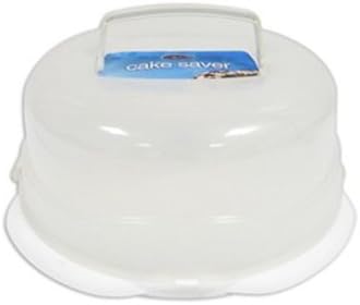 35cm Plastic Cake Saver with Handle Perfect to Keep Cakes Fresh (Square Ivory)