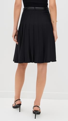 Women's Black Pleated Twill Midi Skirt3