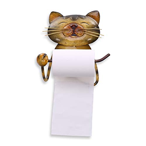 Tooarts Chat Porte-Papier Toilette en Fer pour Salle de Bain Support pour Rouleau de Papier Mural Cover
