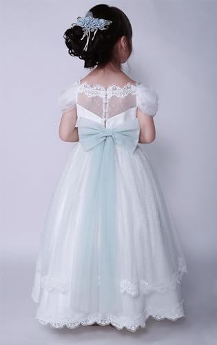 Pettigirl Girls First Communion White Flower Clothing Kids Elegant Wedding Bridesmaid Pageant Prom Ruffle Fancy Dresses3