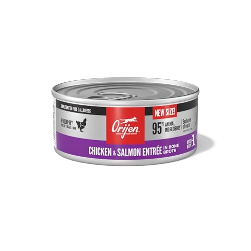 ORIJEN Chicken + Salmon Entrée in Bone Broth - Kitten Recipe, 5.5oz, case of 6 cans