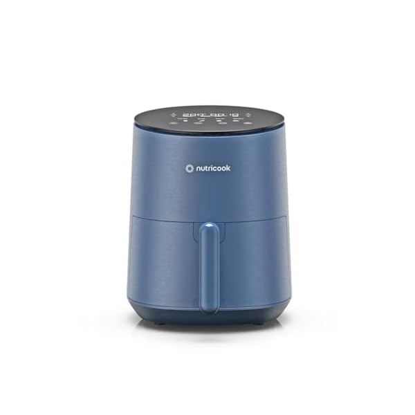 nutricook Airfryer 1500 Watts, Stainless Steel Digital Control Panel Display, 10 Preset Programs with Built-In Preheat Function, Brush Air Fryer 2 (3.3 Litre, Blue), 3.3 liter