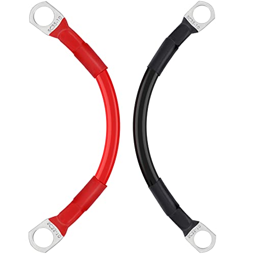 Gorffy Batteriekabel 15cm 2 Stück, Batteriekabel 35mm² 2 AWG, 12v Autobatterie Kabel mit SC35-10 Ringklemmen, M10 Kupferdraht Batterie Kabel, 12v Batteriekabel für Auto, Wohnmobil und LKW
