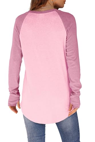 Image of XIEERDUO Womens Tunic Tops to Wear with Leggings Long Sleeve Thumb Hole Shirts Crew Neck Curved Hem