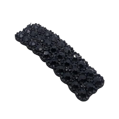 2 Pinzas para Cabello Rectangulares Negras con Piedras de Strass para Mujeres y Niñas, Clips y Broches de Peinado Coreanos miniatura 5