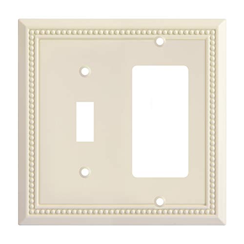 Image of Henne Bery Sunken Pearls Heavy Duty Decorative Wall Plate Switch Plate Outlet Cover, Durable Solid Zinc Alloy (Toggle /Decorator, Light Almond)