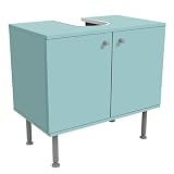 micasia Waschbeckenunterschrank 2 Türen Motiv höhenverstellbar mit Füßen - 60er Breite - originell Unifarben Unterschrank türkis Bad Gäste WC Möbel mit Motiv 1774