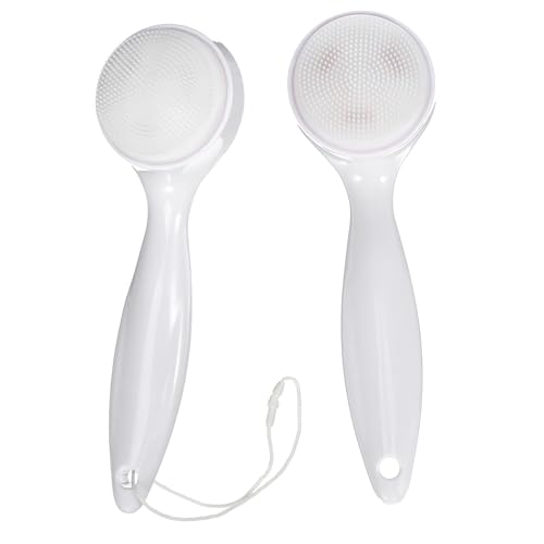 Ipetboom 2pcs Manual Face Brush Silicone Bristles Gentle Exfoliating Cleansing Brush for Face Skincare