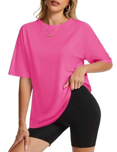 YUCOLEN Oversized T Shirts for Women Loose Fit Short Sleeve Crewneck Plus Size Tops UPF 50+ Casual Workout Summer Tees