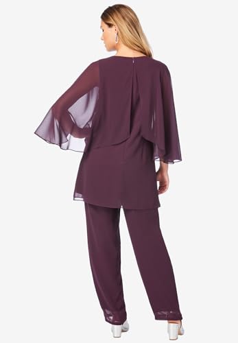 Roaman's Women's Plus Size Embellished Capelet Pant Set2