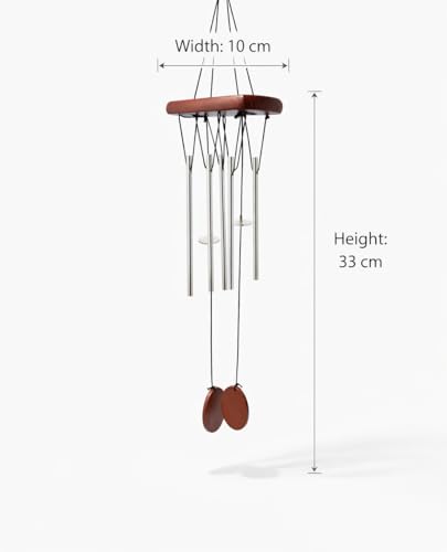 Image of Decorative Wind Chime for Home | Wooden House with Bells Colourful Beads | Positive Energy Balcony Living Room Hall Garden Home Decor (Wind Chimes with 4 Tubes)