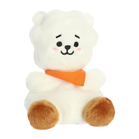 Pelúcia BT21 Line Friends RJ Palm Pals, 12 cm, Branca e Laranja