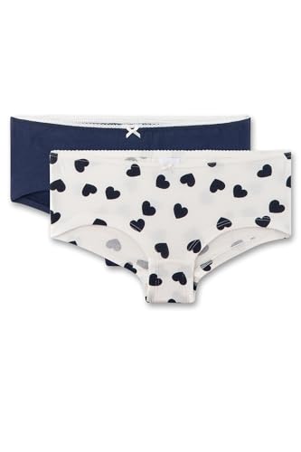 Sanetta Mädchen-Cubrief (Doppelpack) Off-White & dunkelblau | Hochwertige und nachhaltige Unterhose für Mädchen aus Baumwoll-Mix. Inhalt: 2er Set Unterwäsche für Mädchen