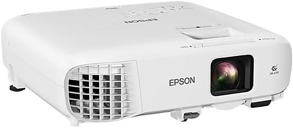 Angolato view of the Epson PowerLite 982W projector, showing the top and front.