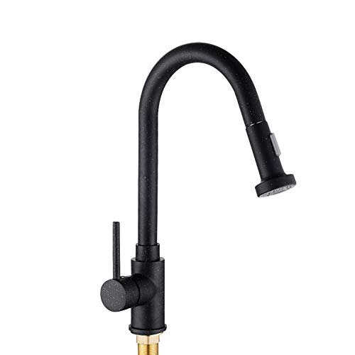 Robinet de cuisine pivotant 360 noir avec mitigeur de douche extensible
