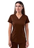 Adar Pro Scrubs for Women - Sweetheart V-Neck Scrub Top - P4210 - Coffee - M