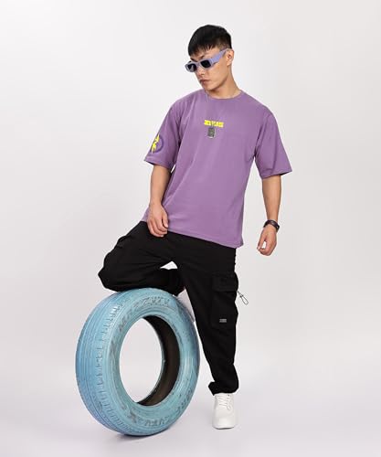 Image of SHODOX Bio-Washed Anti Bacterial 100% Pure Cotton Men's Oversized Aesthetic Premium Printed T-Shirt | Cozy Soft, Less Wrinkles Loose Fit, Drop Shoulder, Korean Baggy Style Tees for Mens