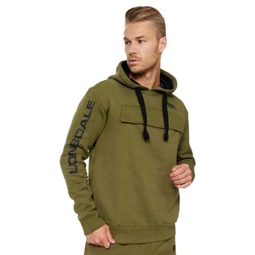 Lonsdale Men's Rushen Hooded Sweatshirt, Green, XXL