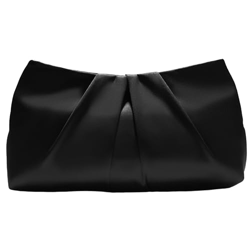 FLAIRFOLIO Womens Evening Clutch Pearl, Bride Evening Clutches Purses for Women, Formal Clutch Purses for Women Evening White Gala Prom (Black)